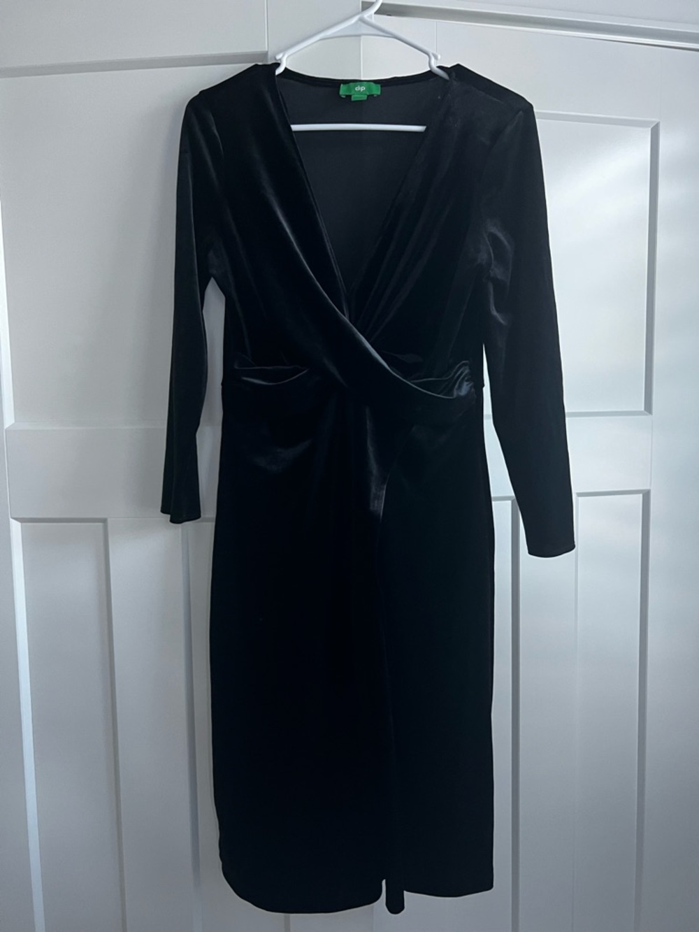 dip Black Velvet Long Sleeve Wrap Dress